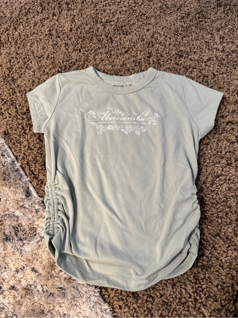 Abercrombie & Fitch Light Sage Ruched Side Short Sleeve Tee